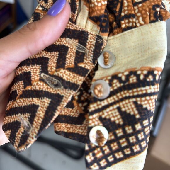 FARM RIO Vintage Patterned Long Sleeve - Yawanawa Banana Blouse - Size XS - NWT - Picture 5 of 8